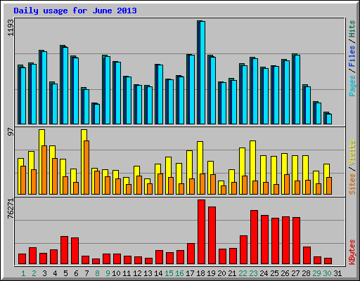 Daily usage for June 2013