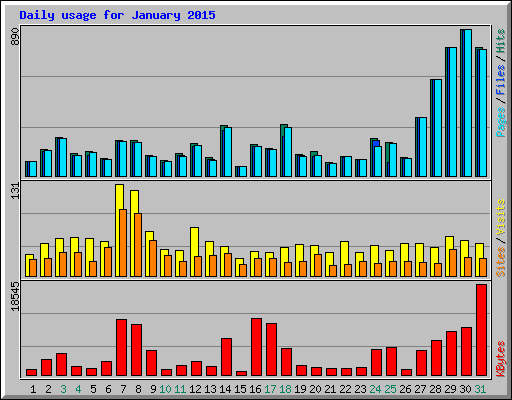 Daily usage for January 2015