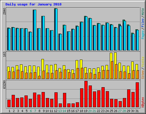 Daily usage for January 2018