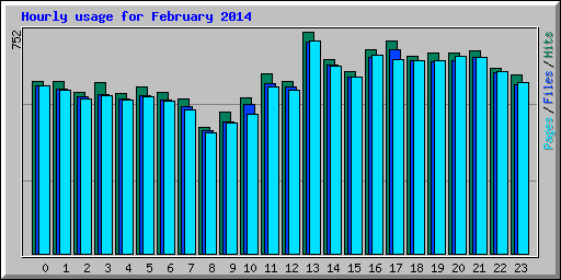 Hourly usage for February 2014